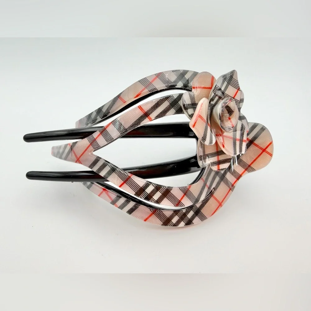 Plaid Flower Hair Clip - Picture 5 of 7